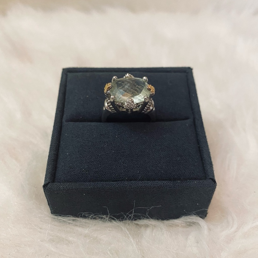 925 Sterling silver and 14k gold amethyst ring